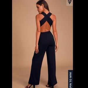 Thinking Out Loud Black Backless Jumpsuit